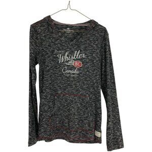 Premium 51 Grey Heathered Long Sleeve  Light Weight "Whistler" Print Hoodie M